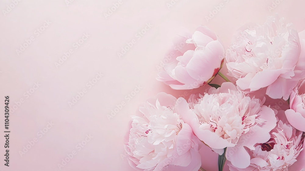 An elegant bouquet of pink peonies on a soft blush backdrop, close-up shot, Romantic style An elegant bouquet of pink peonies on a soft blush backdrop, close-up shot, Romantic style