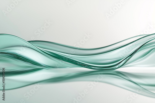 White background, green gradient lines, flat style, close-up, glass texture. generative AI