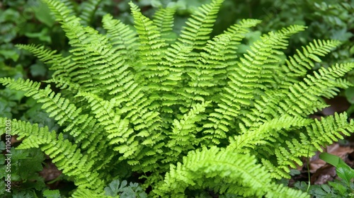 Lush Green Fern Plant Thriving in Natural Forest Environment