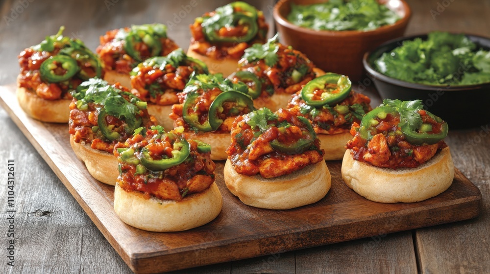 Savory Mini Bites with Spicy Chicken and Fresh Herbs Garnish Savory Mini Bites with Spicy Chicken and Fresh Herbs Garnish
