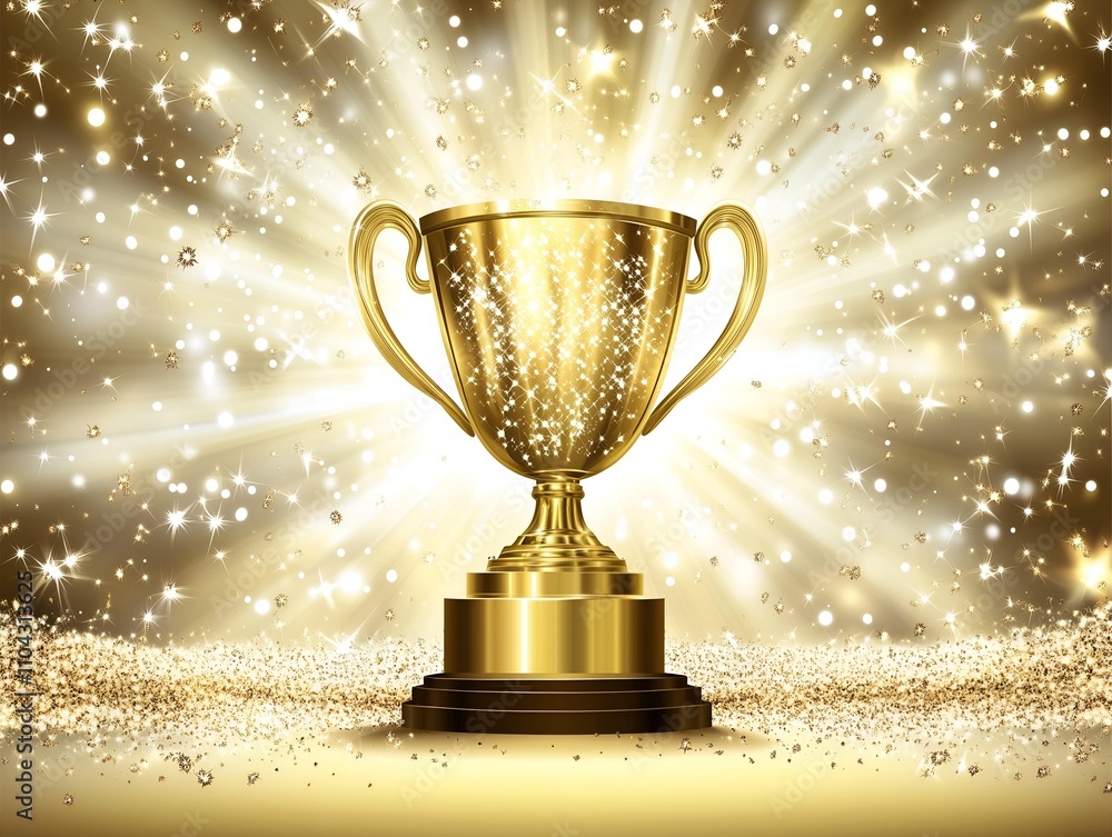 Sparkling Trophy with Rays of Light Sparkling Trophy with Rays of Light