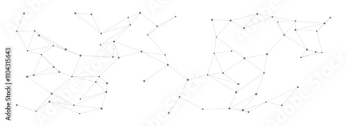 Minimalist network pattern: interconnected grey dots linked by thin lines, isolated on transparent background. Clean geometric design, elegant constellation-like structure. Connectivity, technology. 