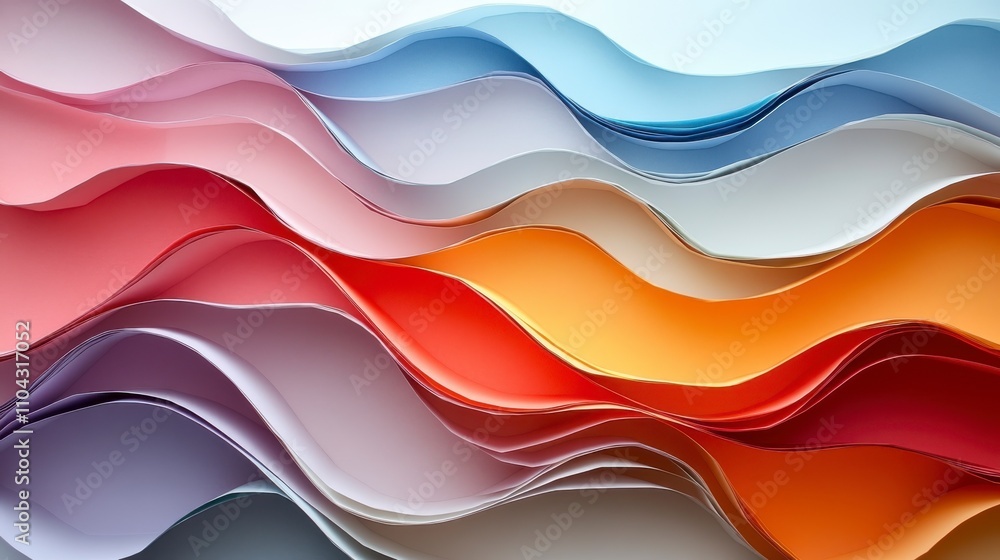 Abstract Colorful Paper Waves - A Stunning Visual Display of Color and Form Abstract Colorful Paper Waves - A Stunning Visual Display of Color and Form