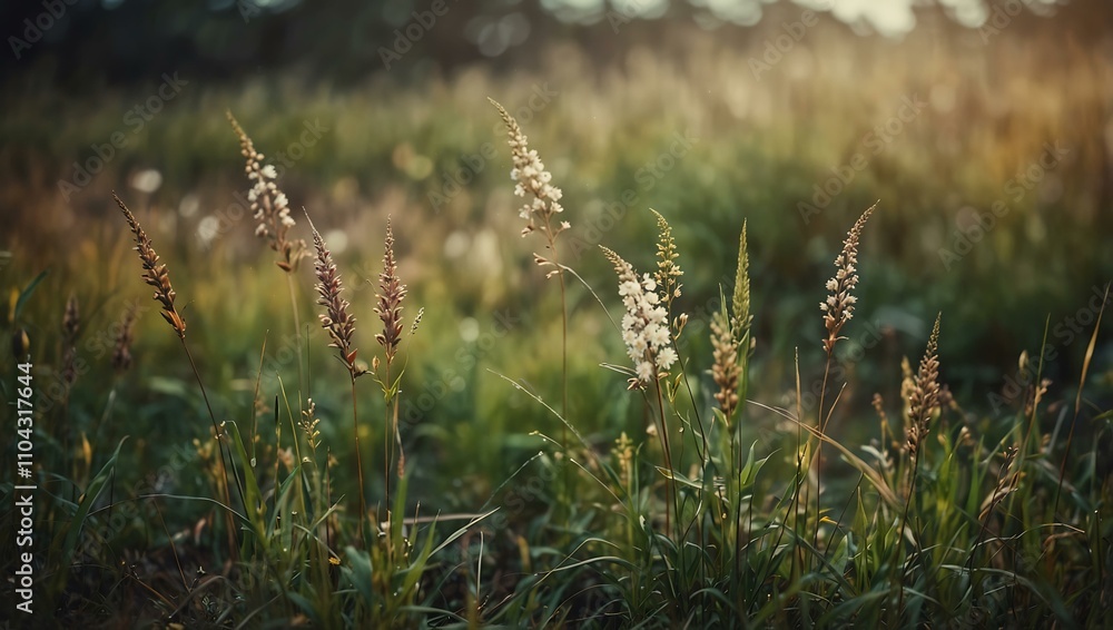 Blurry abstract of grass flowers swaying with a vintage color effect. Blurry abstract of grass flowers swaying with a vintage color effect.