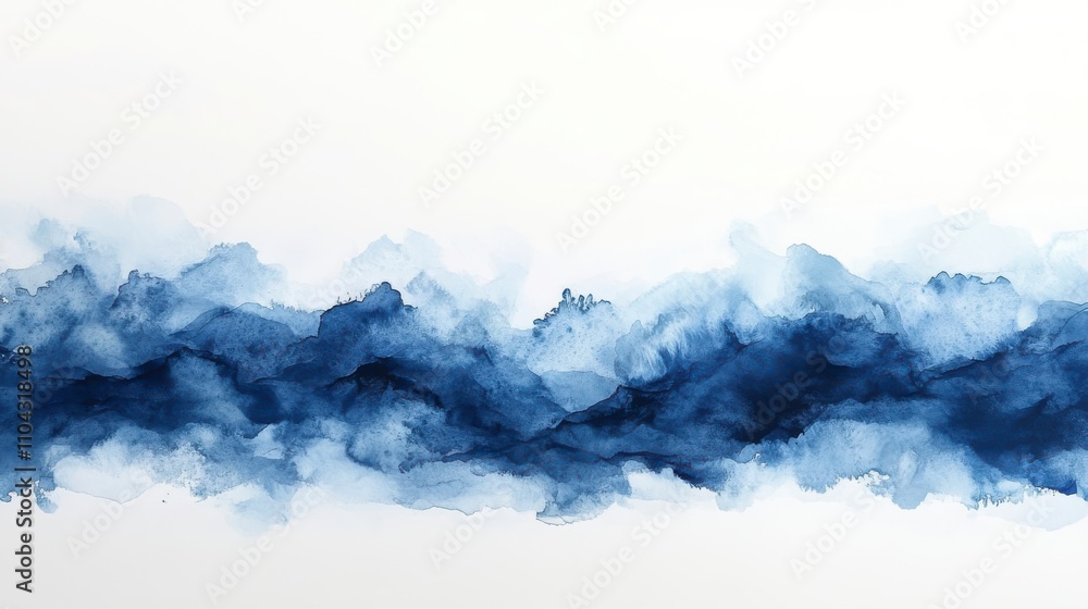 Stunning Abstract Blue Watercolor Mountain Range Art: A Breathtaking Landscape Painting Stunning Abstract Blue Watercolor Mountain Range Art: A Breathtaking Landscape Painting