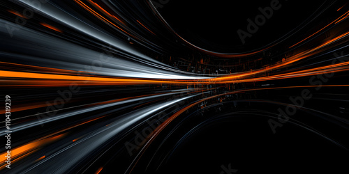 Dark Gray and orange speed abstract technology background