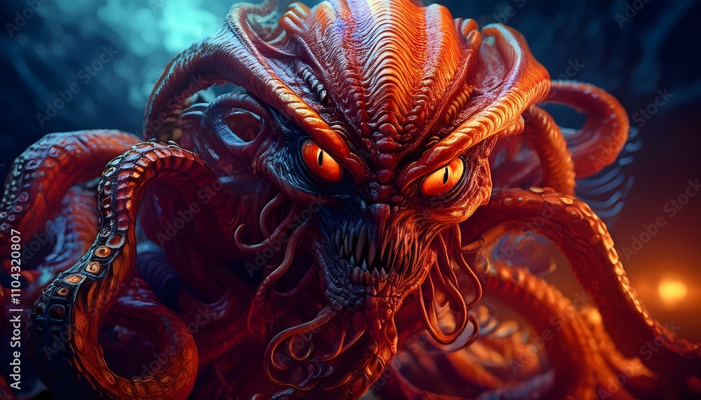 Obraz premium Digital Rendering of an Octopus-like Creature