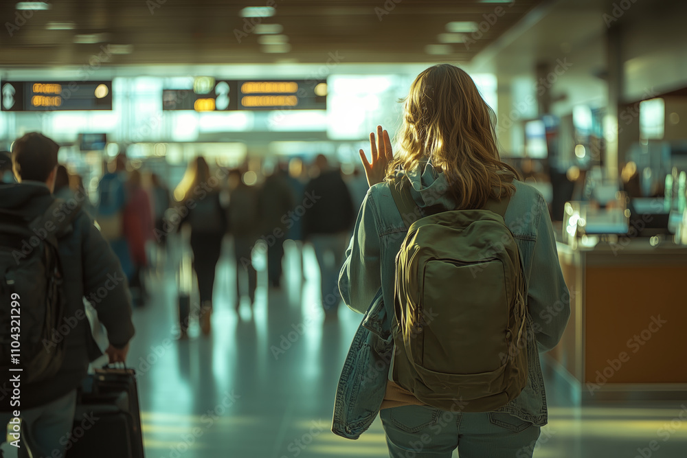 Travelers navigate a bustling airport terminal on a busy travel day Travelers navigate a bustling airport terminal on a busy travel day