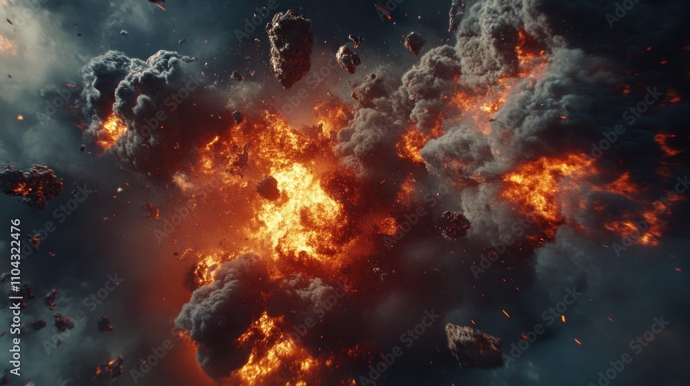 Fiery Cosmic Collision: A Dramatic Depiction of Celestial Bodies Colliding in a Blaze of Glory Fiery Cosmic Collision: A Dramatic Depiction of Celestial Bodies Colliding in a Blaze of Glory