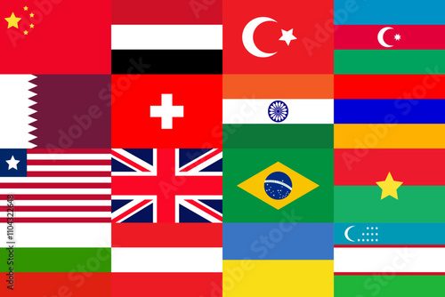Different Countries Flags Banner World Wide Flag Concept 