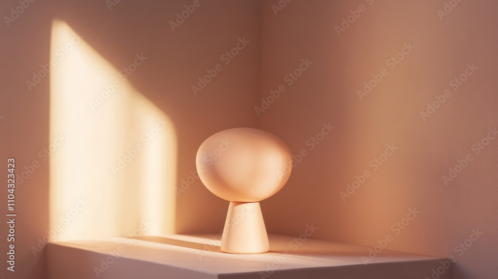A soft peach pedestal illuminated by soft light A soft peach pedestal illuminated by soft light