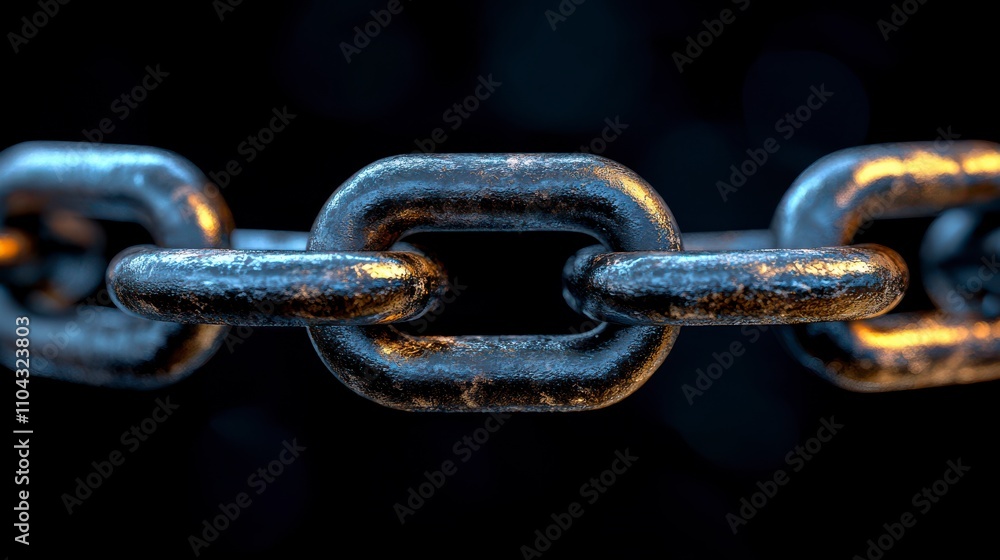 Fototapeta premium Intricate Metal Chain Link: A Detailed Industrial Macro Photography