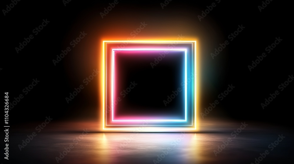 a colorful neon frame on a black background, creating a vibrant and eye-catching contrast The frame is composed of a variety of colors, including blues, greens, ye a colorful neon frame on a black background, creating a vibrant and eye-catching contrast The frame is composed of a variety of colors, including blues, greens, ye