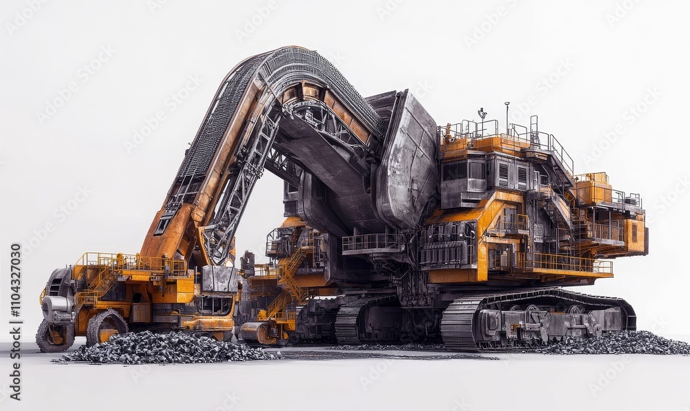 Massive mining excavator, huge bucket, moving rocks. Massive mining excavator, huge bucket, moving rocks.