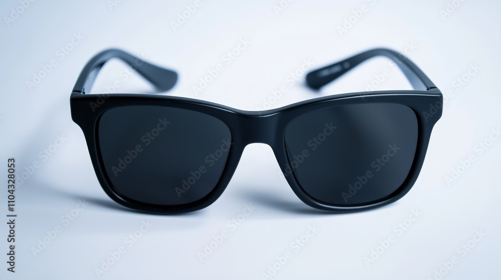 a pair of black sunglasses on a white background The sunglasses have a sleek, modern design with a glossy black finish The lenses are tinted and the arms of the s a pair of black sunglasses on a white background The sunglasses have a sleek, modern design with a glossy black finish The lenses are tinted and the arms of the s