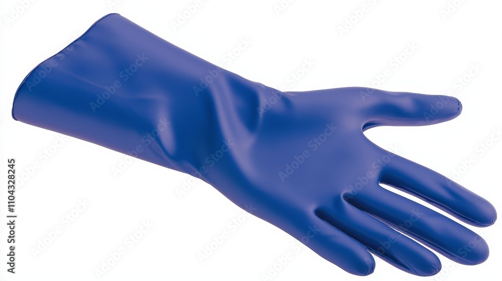 Obraz premium a pair of blue nitrile gloves on a white background The gloves are a deep blue color and appear to be made of a durable material The background is a bright white,