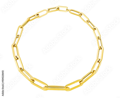 Gold chain isolated on white background (oval)