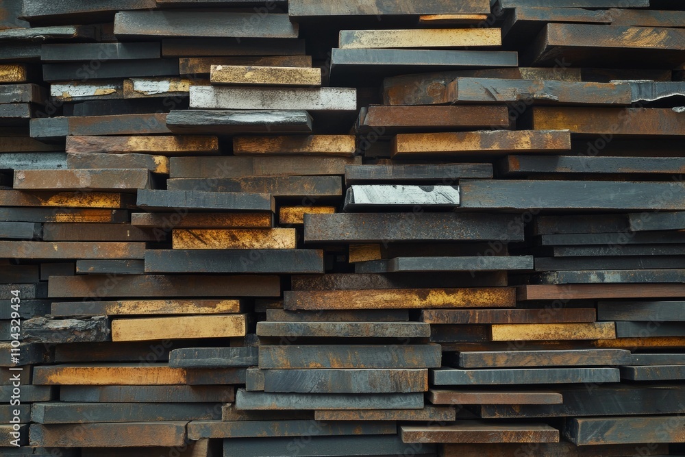 Stacked rusty metal plates, various colors, industrial. Stacked rusty metal plates, various colors, industrial.
