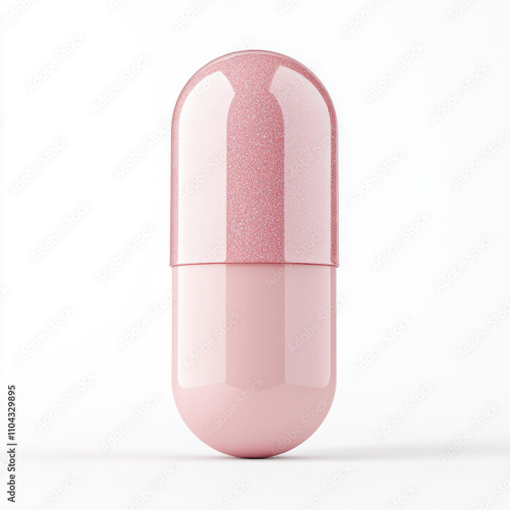 A pink capsule showcasing modern pharmaceutical design. isolated on white background. A pink capsule showcasing modern pharmaceutical design. isolated on white background.