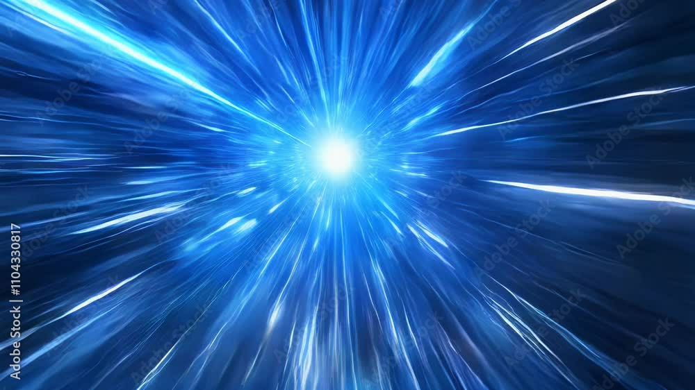 A vibrant, dynamic starburst of blue and white light rays radiating outward, creating a futuristic, high-speed visual effect reminiscent of traveling through space or a wormhole A vibrant, dynamic starburst of blue and white light rays radiating outward, creating a futuristic, high-speed visual effect reminiscent of traveling through space or a wormhole