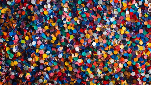  a large pile of colorful confetti on a black background, creating a vibrant and festive atmosphere The confetti is of various sizes and colors, adding to the celeb