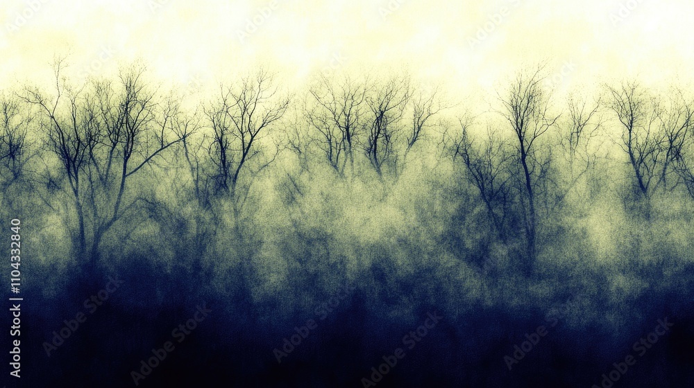 Mysterious Foggy Forest in Limited Visibility During Daylight Hours Mysterious Foggy Forest in Limited Visibility During Daylight Hours