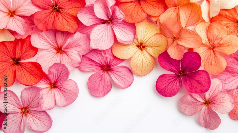 custom made wallpaper toronto digital a vibrant array of pink and orange geraniums on a crisp white background, creating a beautiful contrast The petals of the flowers are arranged in a way that create