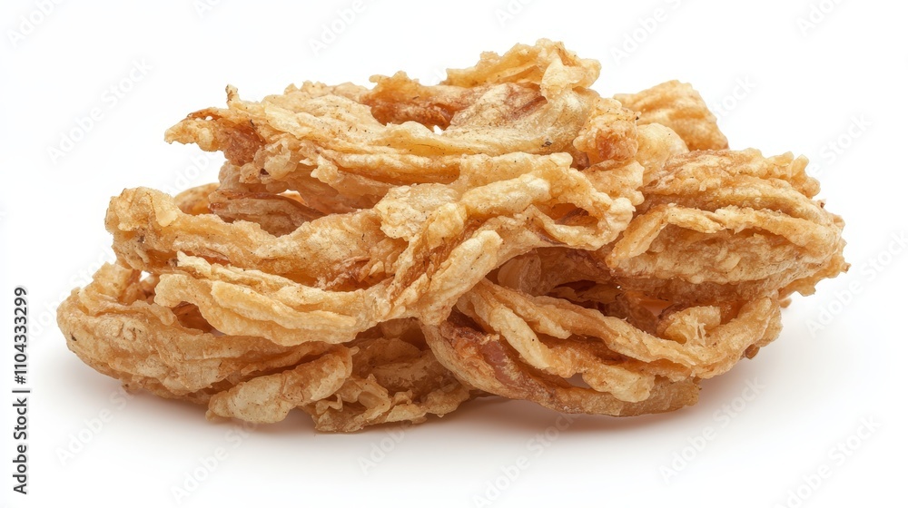 a pile of fried onion rings on a white background The onion rings are golden-brown in color and appear to be freshly cooked a pile of fried onion rings on a white background The onion rings are golden-brown in color and appear to be freshly cooked