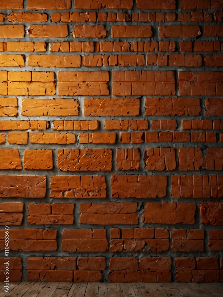 Fototapeta premium Bright orange brick wall background for modern interior design and creative projects.