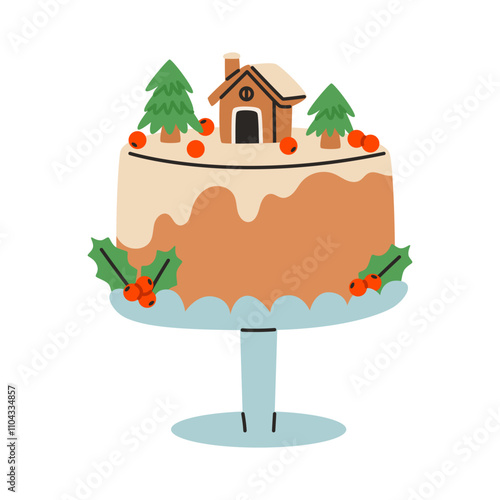 Christmas cake with cute house