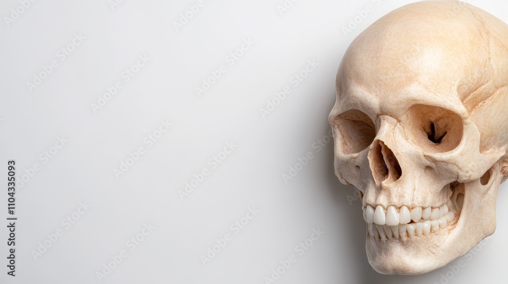 Obraz premium In this image we can see a human skull on a white surface