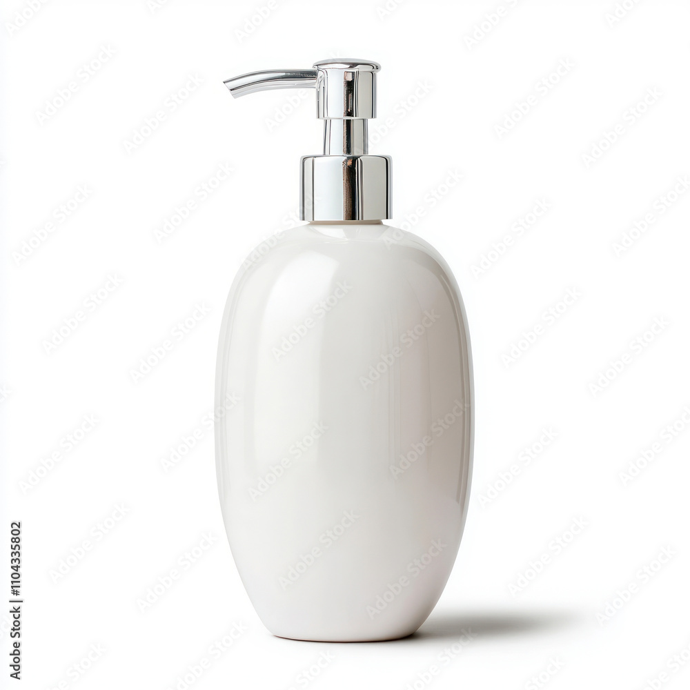 Fototapeta premium Elegant white soap dispenser on a minimalistic background. isolated on white background.