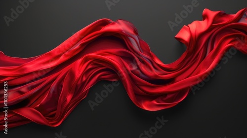 Flowing Red Silk Scarf on Black Background: Elegant Fashion Magazine Design