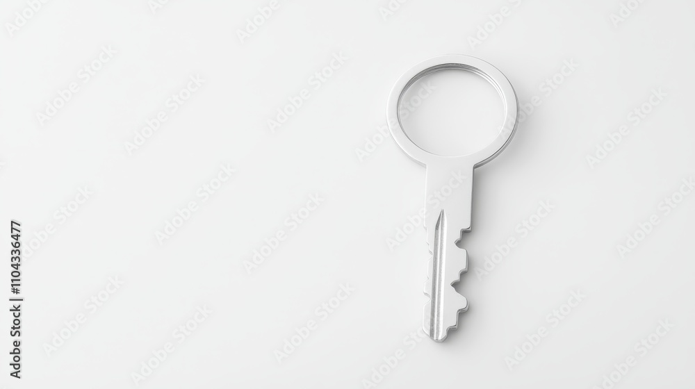 a silver key on a white background a silver key on a white background