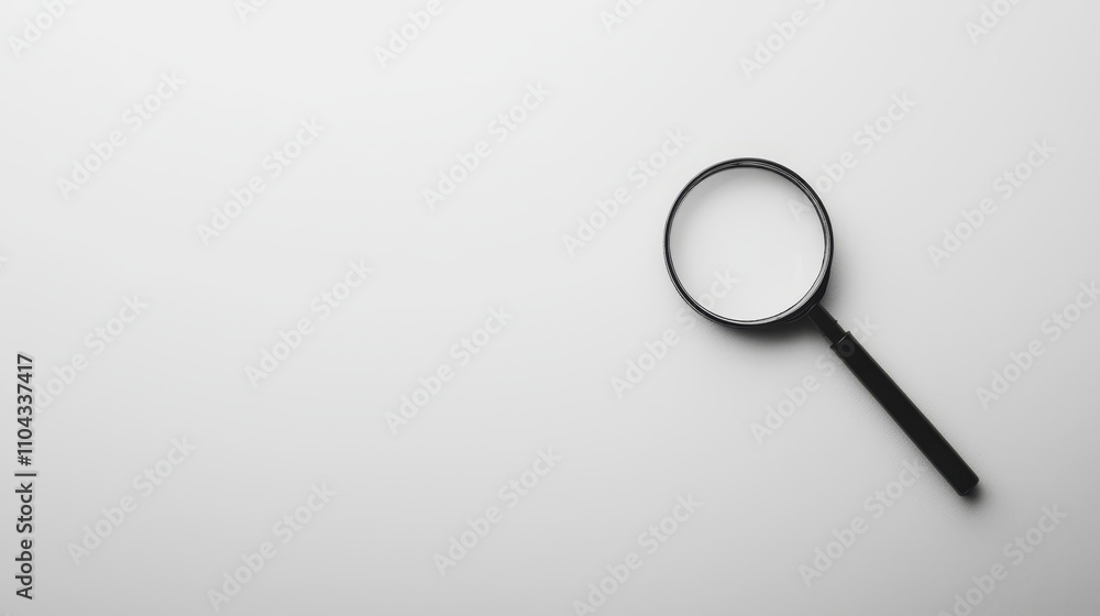 a magnifying glass on a white background, providing a stark contrast between the two colors The magnifying lens is the focal point of the image, with the white bac a magnifying glass on a white background, providing a stark contrast between the two colors The magnifying lens is the focal point of the image, with the white bac