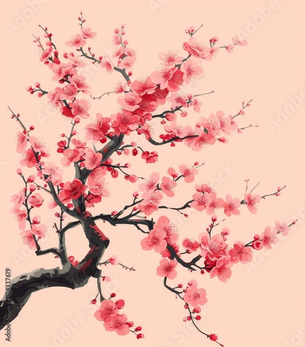 Floral Japanese Cherry Blossom for Apparel photo