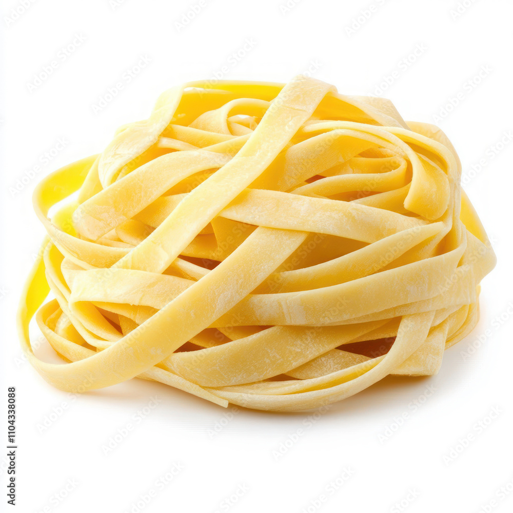 Fresh, uncooked fettuccine pasta ready for delicious meals. isolated on white background. Fresh, uncooked fettuccine pasta ready for delicious meals. isolated on white background.