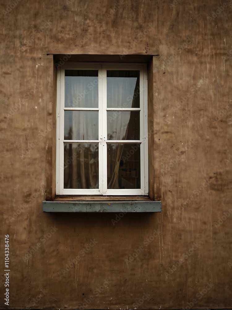 Brown beige wall with a window and rain gutter. Brown beige wall with a window and rain gutter.