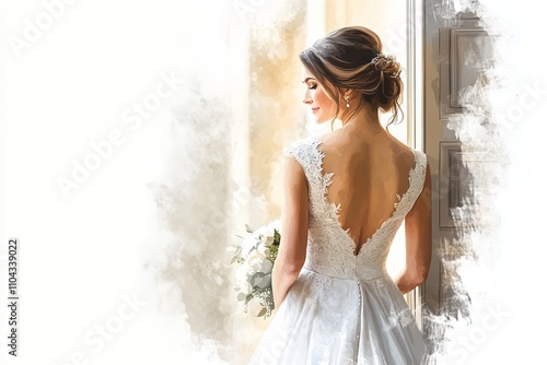 Bridal Portrait Capturing a Serene Moment Before the Wedding Ceremony in a Sunlit Interior Setting