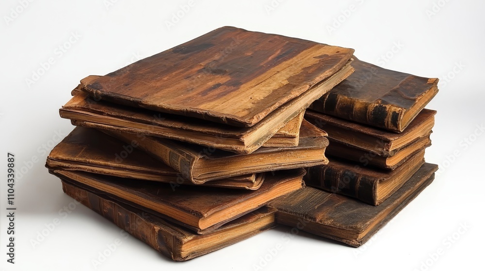 a pile of old books sitting on top of each other on a white surface The books appear to be of various sizes and colors, with some of them having a worn, aged look a pile of old books sitting on top of each other on a white surface The books appear to be of various sizes and colors, with some of them having a worn, aged look