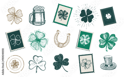 St. Patrick's Day set. Hand drawn illustrations	