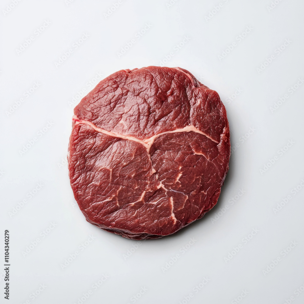 Fototapeta premium Raw beef steak on white background, ready for culinary uses. isolated on white background.