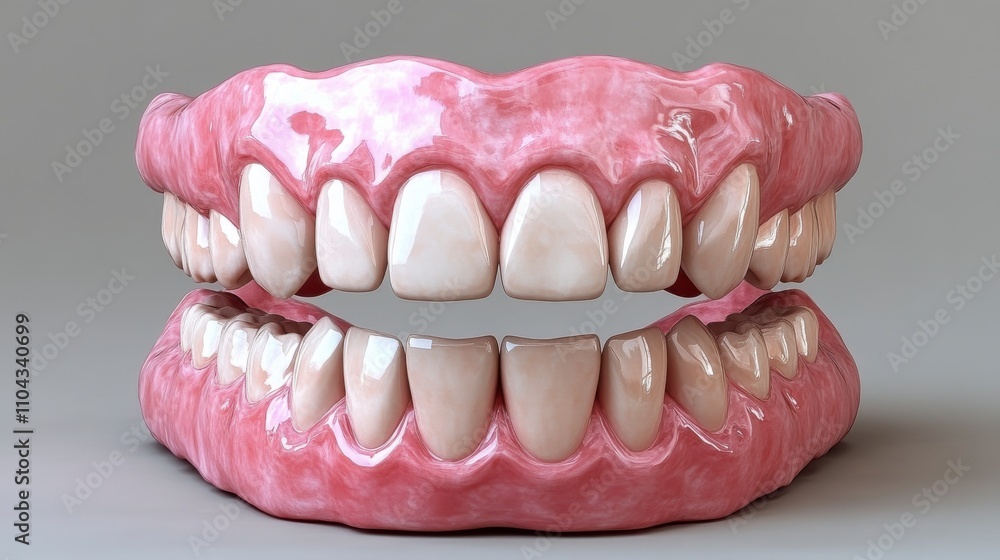 Obraz premium Stunning 3D Dental Model: A Detailed Look at Human Teeth and Gums for Dental Health Awareness