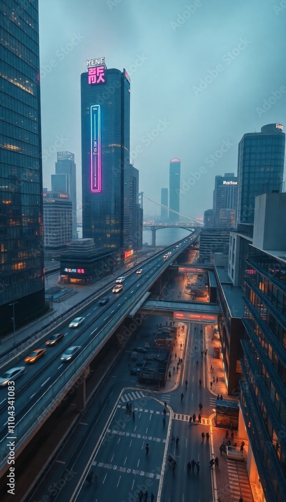 a view of a city from a high rise building. a view of a city from a high rise building.
