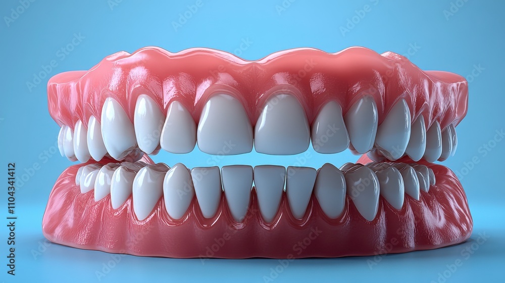 Obraz premium Detailed 3D Model of Human Teeth and Gums for Dental Health Awareness