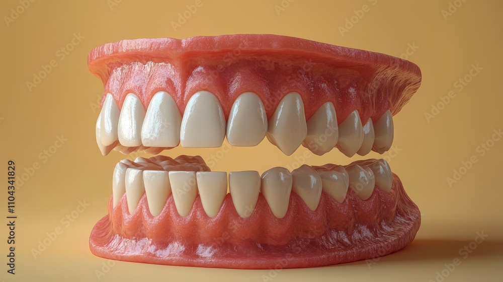 Obraz premium Detailed 3D Model of Human Teeth and Jaw: A Comprehensive Dental Anatomy Visual
