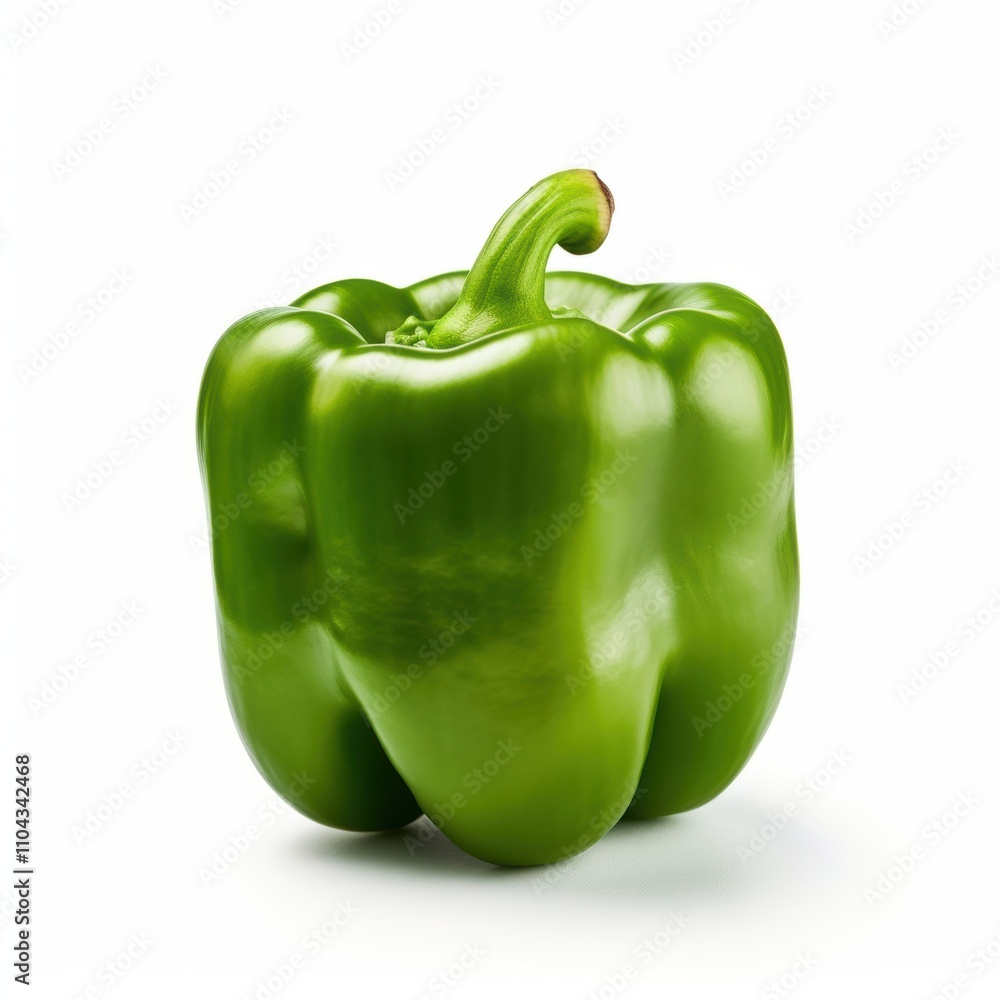 Fresh green bell pepper on a clean, white background. Fresh green bell pepper on a clean, white background.