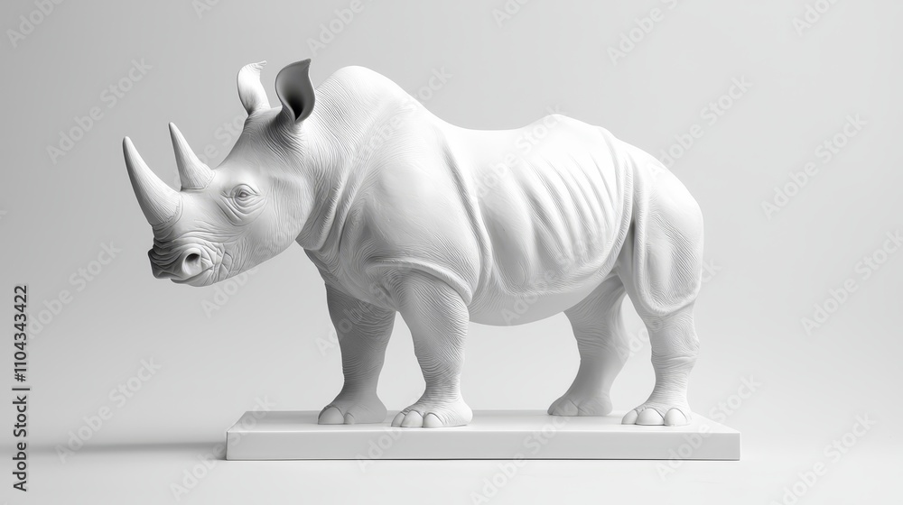a white rhinoceros statue on a white background, which is a 3D model available for free download in STL file format a white rhinoceros statue on a white background, which is a 3D model available for free download in STL file format