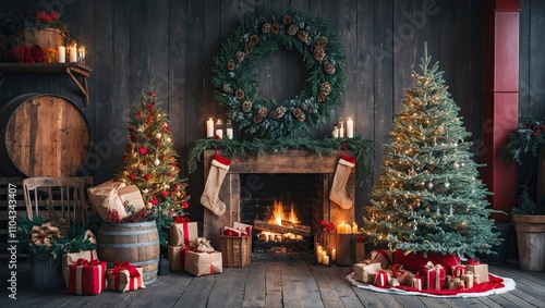 Christmas on a rustic background