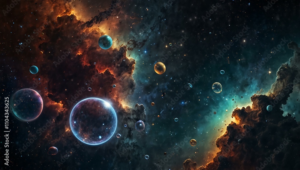 Bubbles floating in deep cosmic space. Bubbles floating in deep cosmic space.